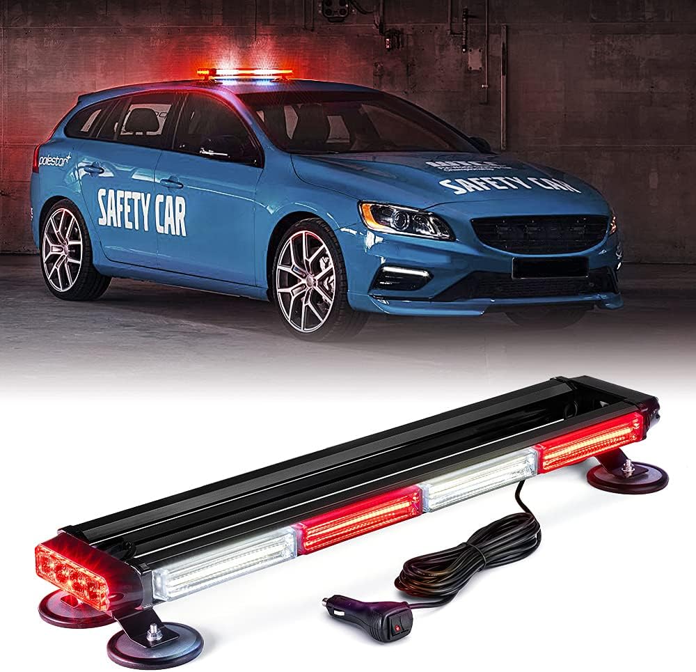 Amber COB LED Rooftop Strobe Light Bar Double Side 26 High Visibility Emergency Hazard Warning Beacon Lights w/Magnetic Base C976837