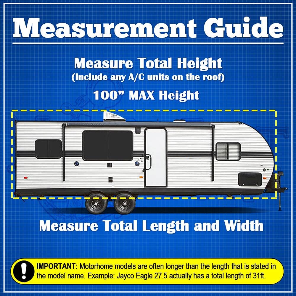 Gray RV Cover for 22'-24' Travel Trailer Camper Y75704