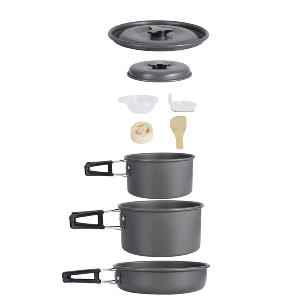 Camping Cookware Set Pot and Pan Compact Lightweight E51526