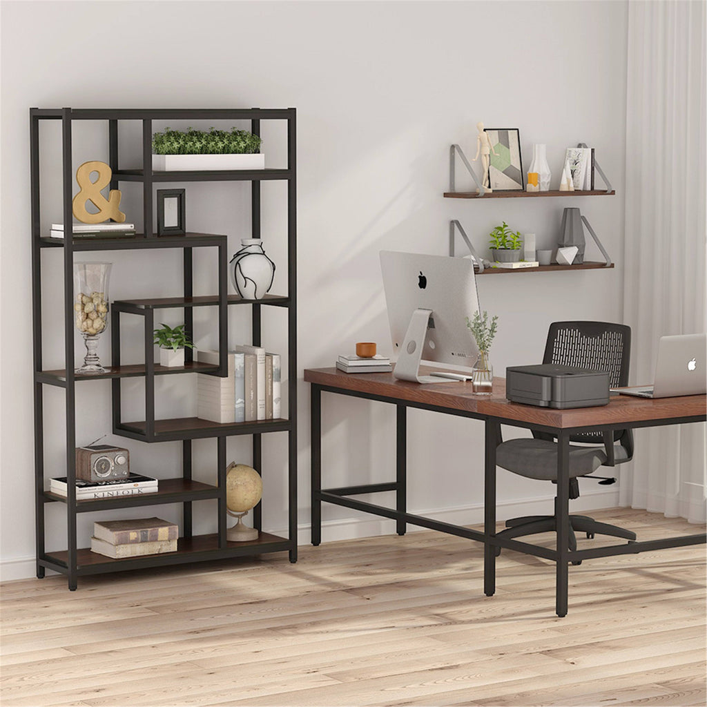 Black Staggered Bookshelf Etagere Bookcase P3268