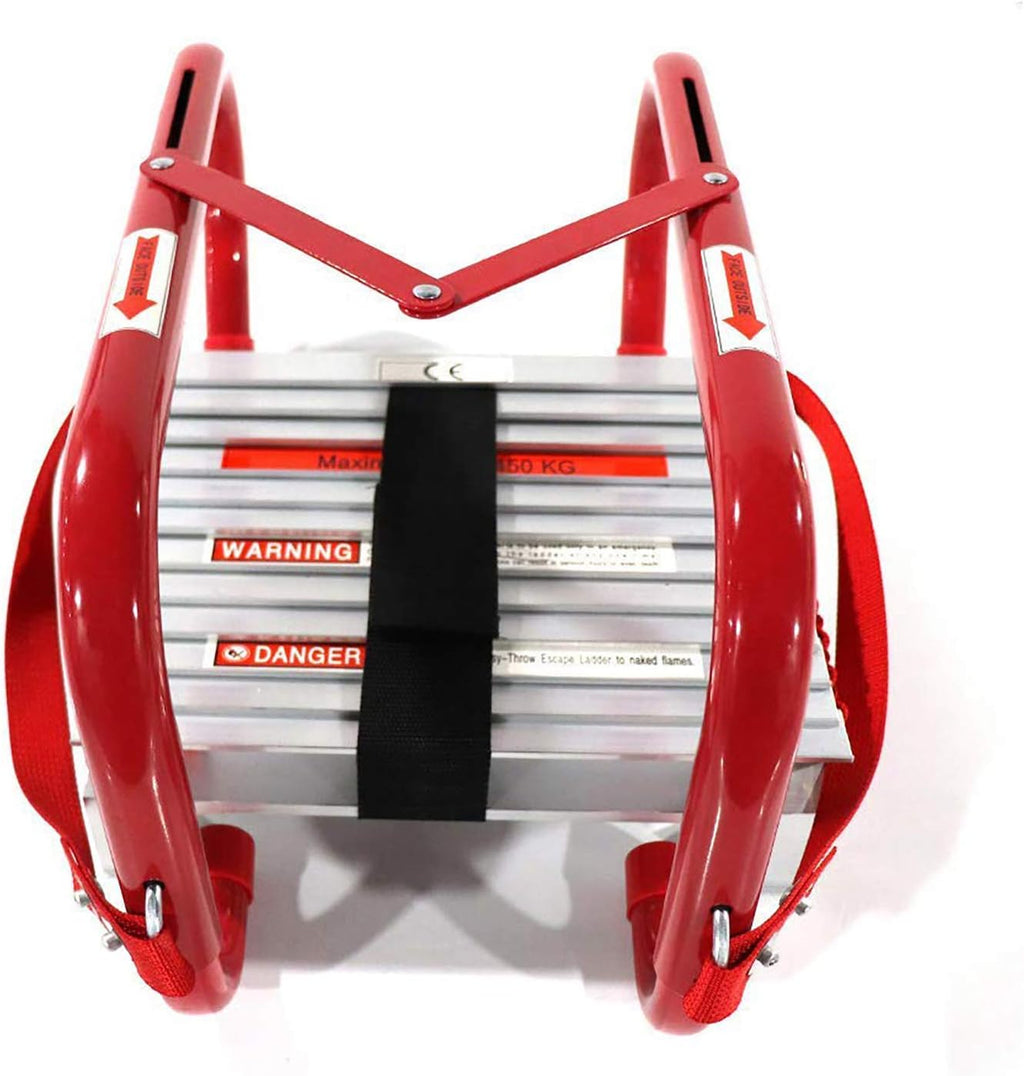 3 Story 25 Feet Retractable Emergency Escape Ladder with Anti-Slip Rungs N790942