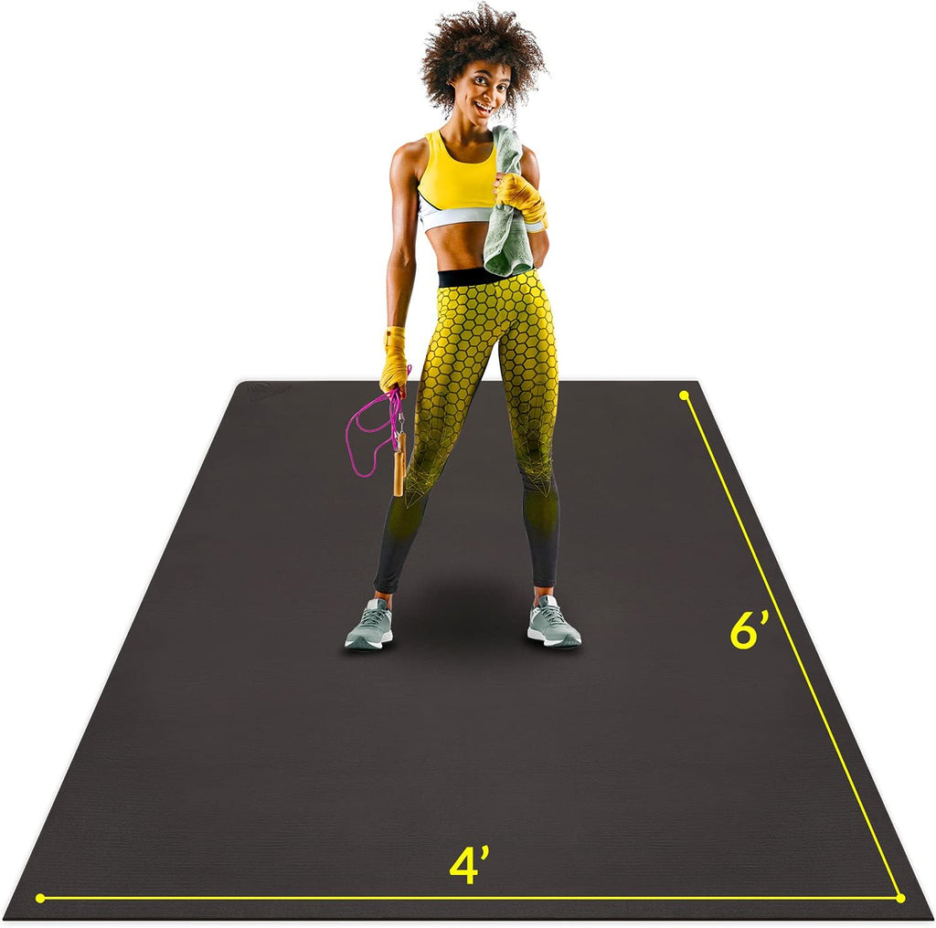 Large Exercise Mat 6' x 4' x 7mm Non-Slip Rubber Workout Mat T5239