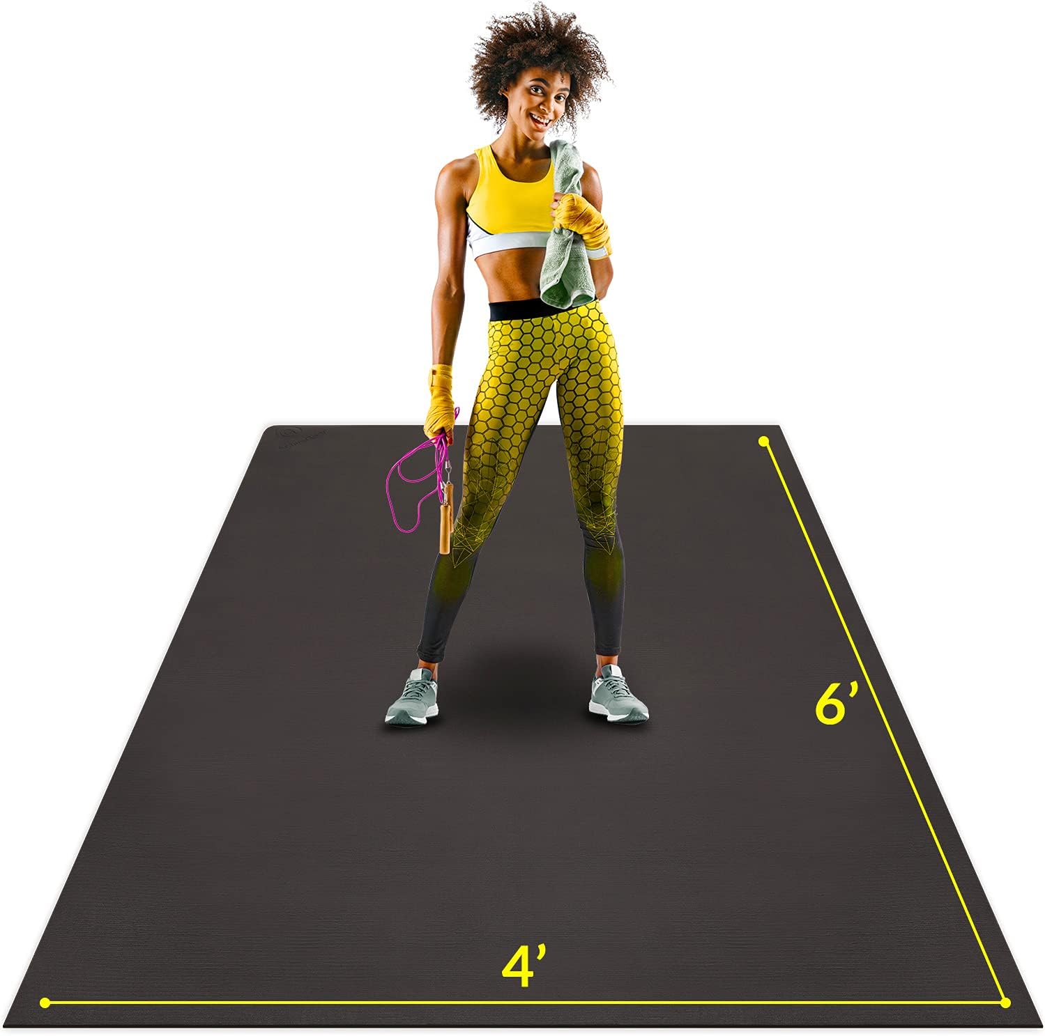 Large Exercise Mat 6' x 4' x 7mm Non-Slip Rubber Workout Mat T5239
