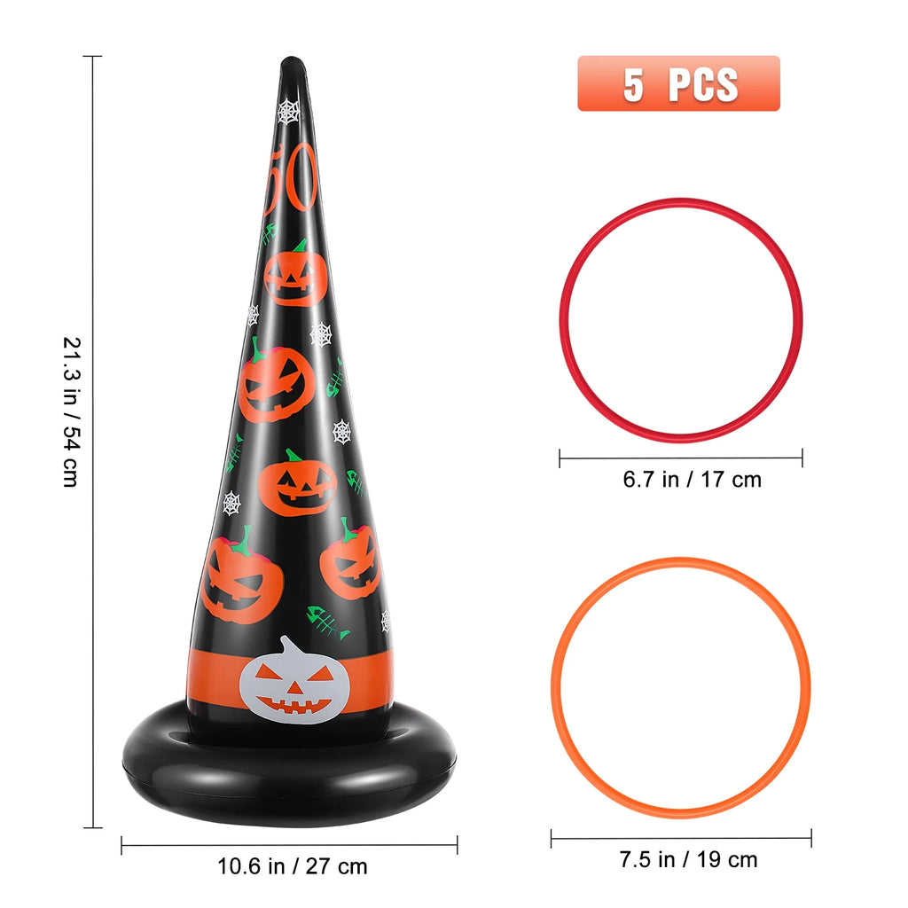 5pcs Inflatable Halloween Witch Hat Ring Toss Game Party Supplies Y56023