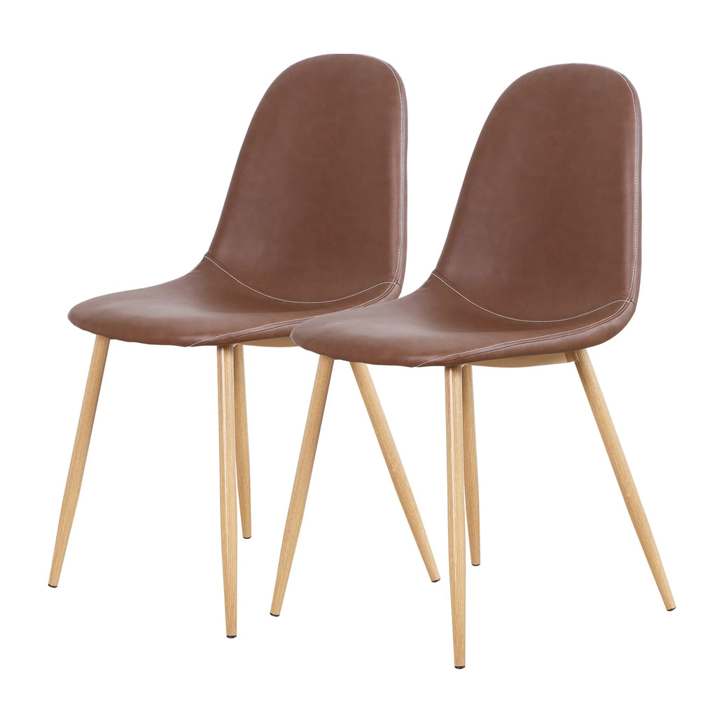 Brown PU Upholstered Dining Chair Set of 2 S2776