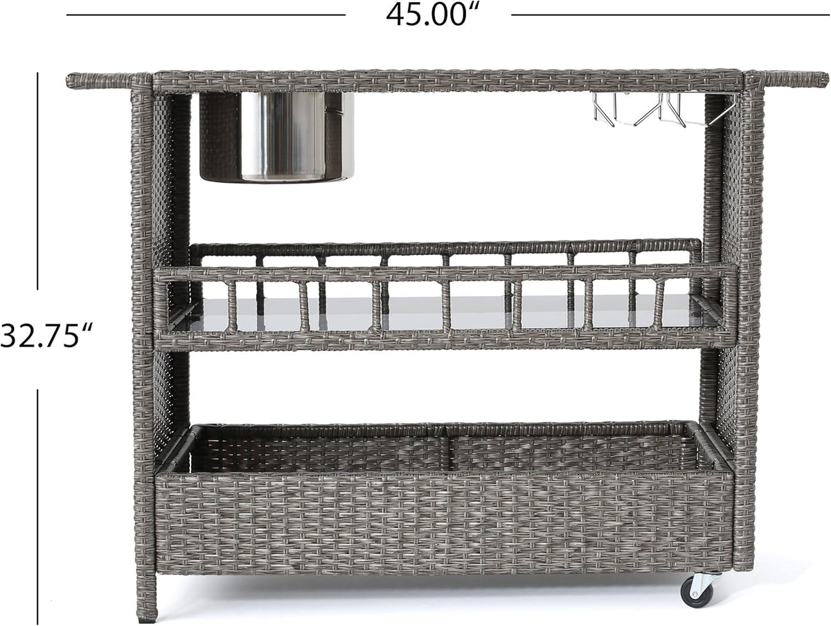 Mixed Black Outdoor Wicker Barcart R941