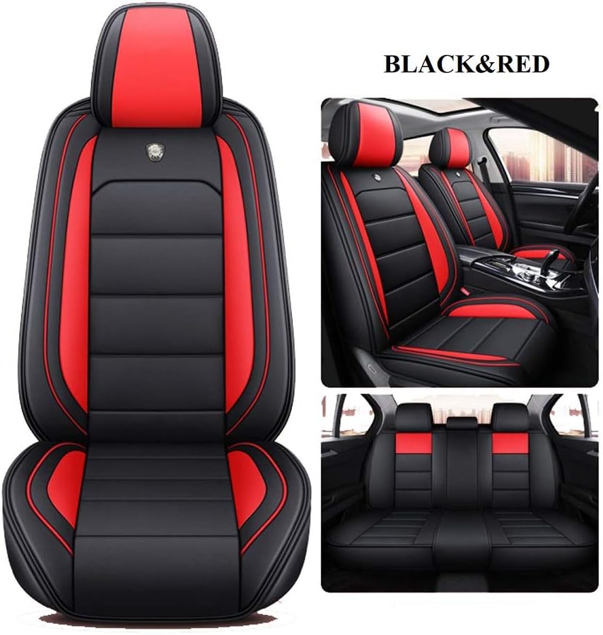 Black & Blue Leather Car Seat Covers Full Set B29531