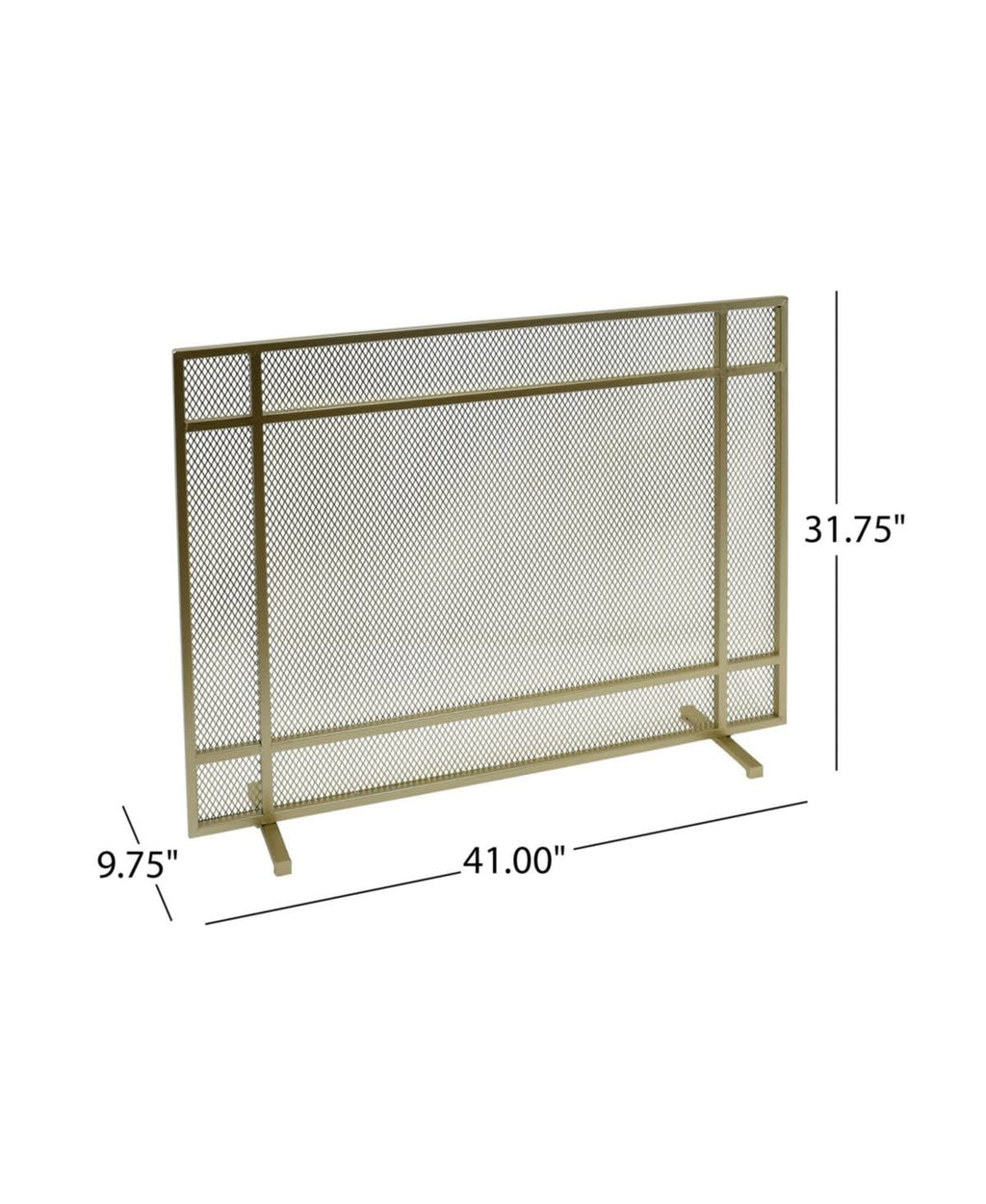 Black Brushed Gold Single Panel Iron Fire Screen H159375