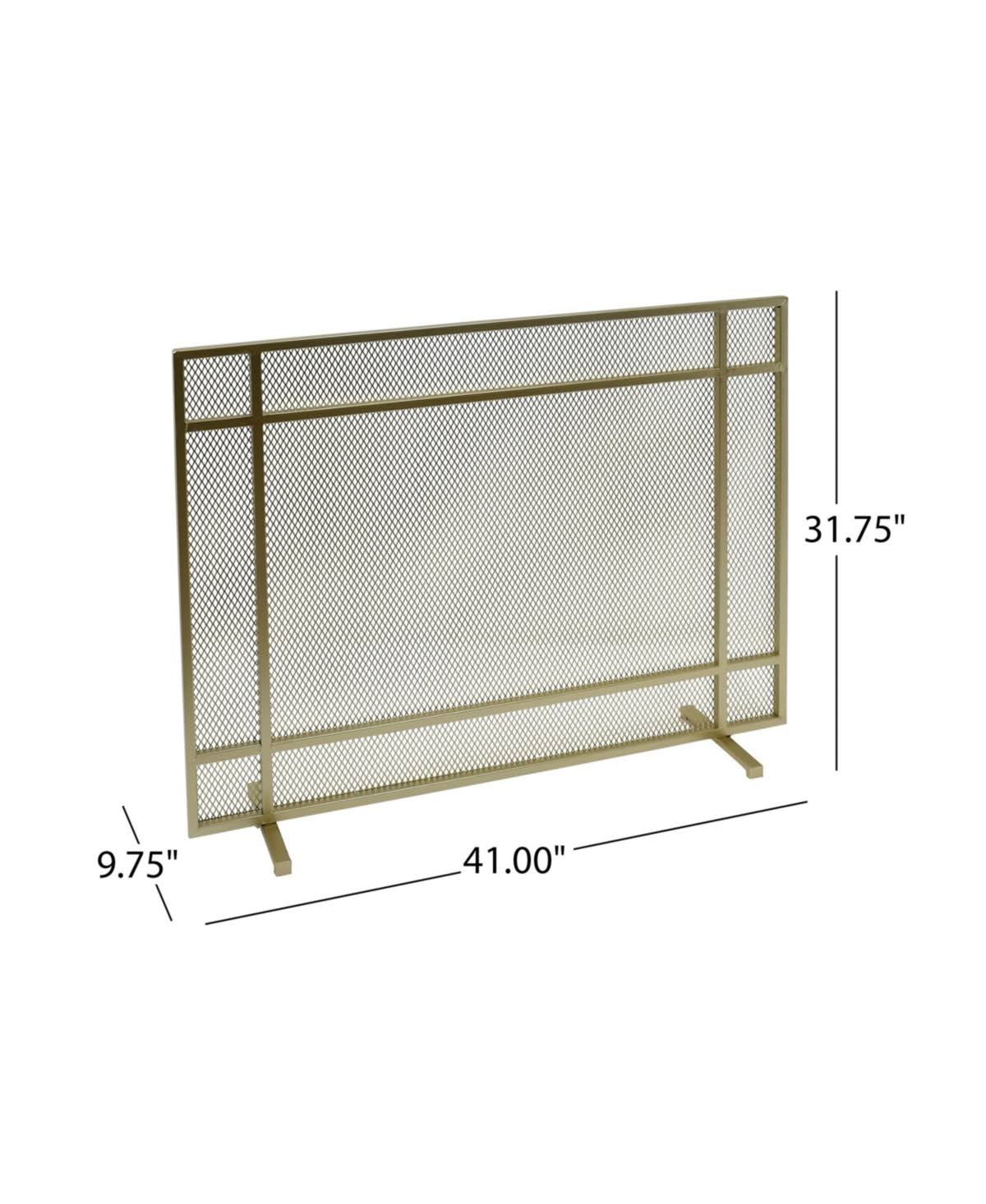 Black Brushed Gold Single Panel Iron Fire Screen H159375