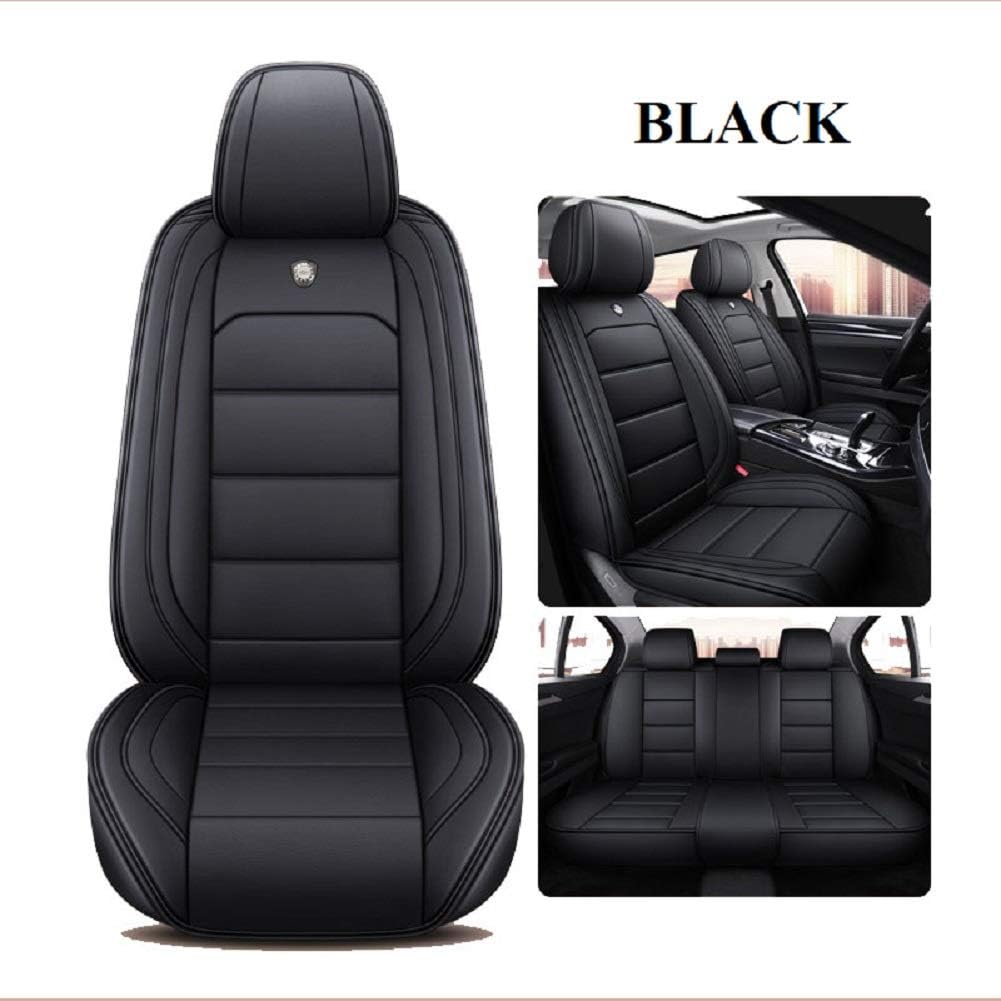 Black & Blue Leather Car Seat Covers Full Set B29531