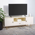Cream White Washed Media Stand P8634