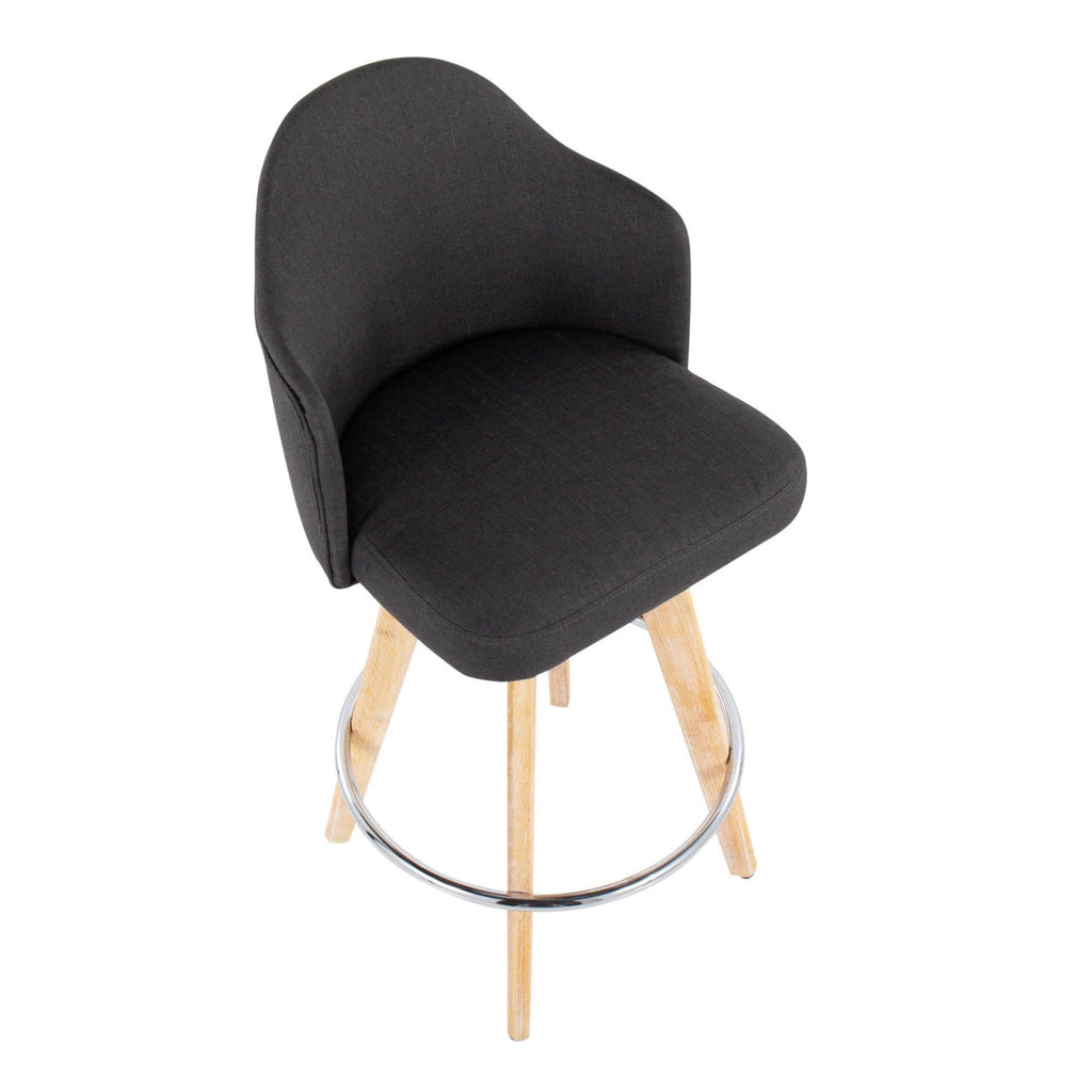 Charcoal Counter Stool with Natural Bamboo Legs and Chrome Metal Footrest M577