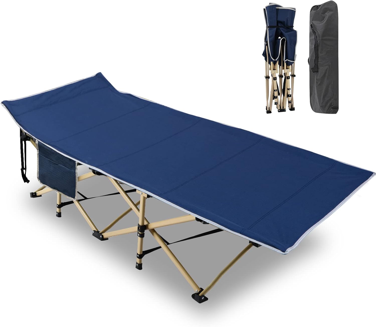 Portable Heavy Duty Outdoor Sleeping Cot with Carry Bag (Grey+ Pad) W258922