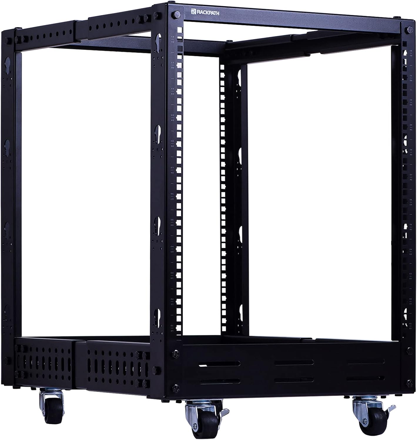 12U Open Frame Server Rack, Heavy Duty 4 Post Adjustable Depth with Casters N357825