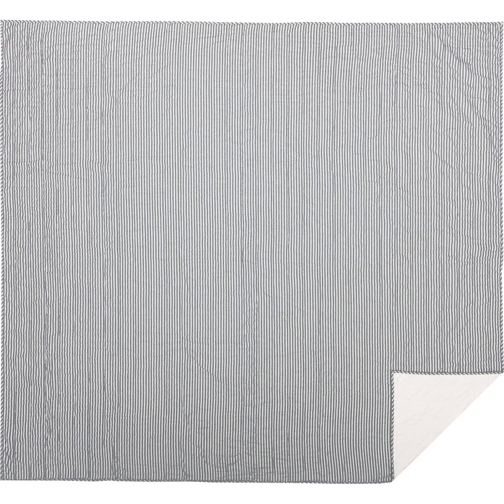 Red Ticking Stripe California King Quilt Coverlet X5743