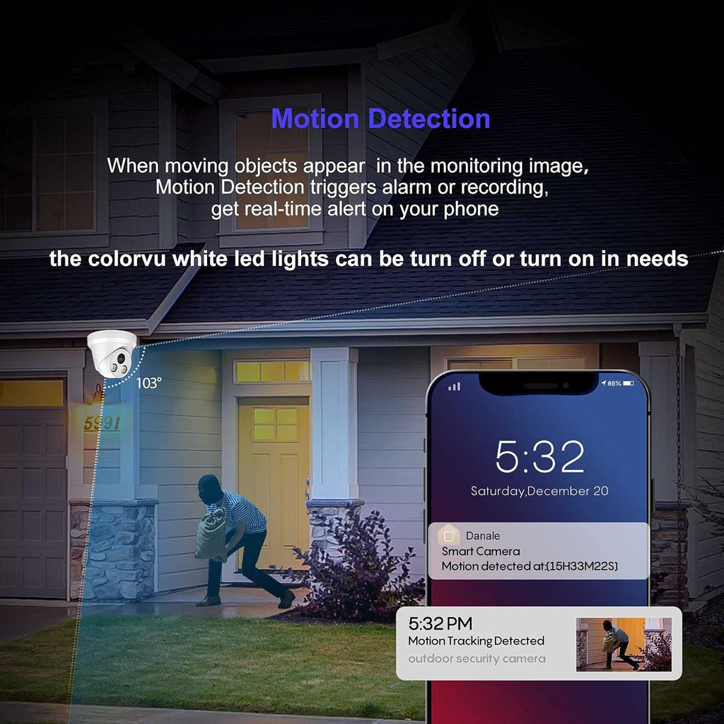 4K 8MP Full Color POE IP Turret Security Camera R37189