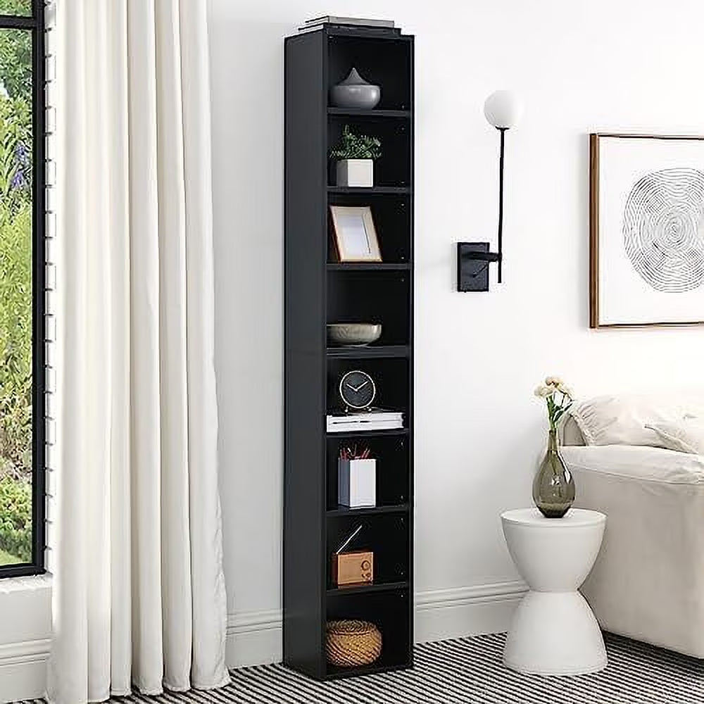 8-Tier Tall Narrow Bookcase with Adjustable Shelves (Walnut) V276