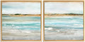 Gold Framed Linen Canvas Beach Landscape Painting 12 x 12 Set of 2 R6647