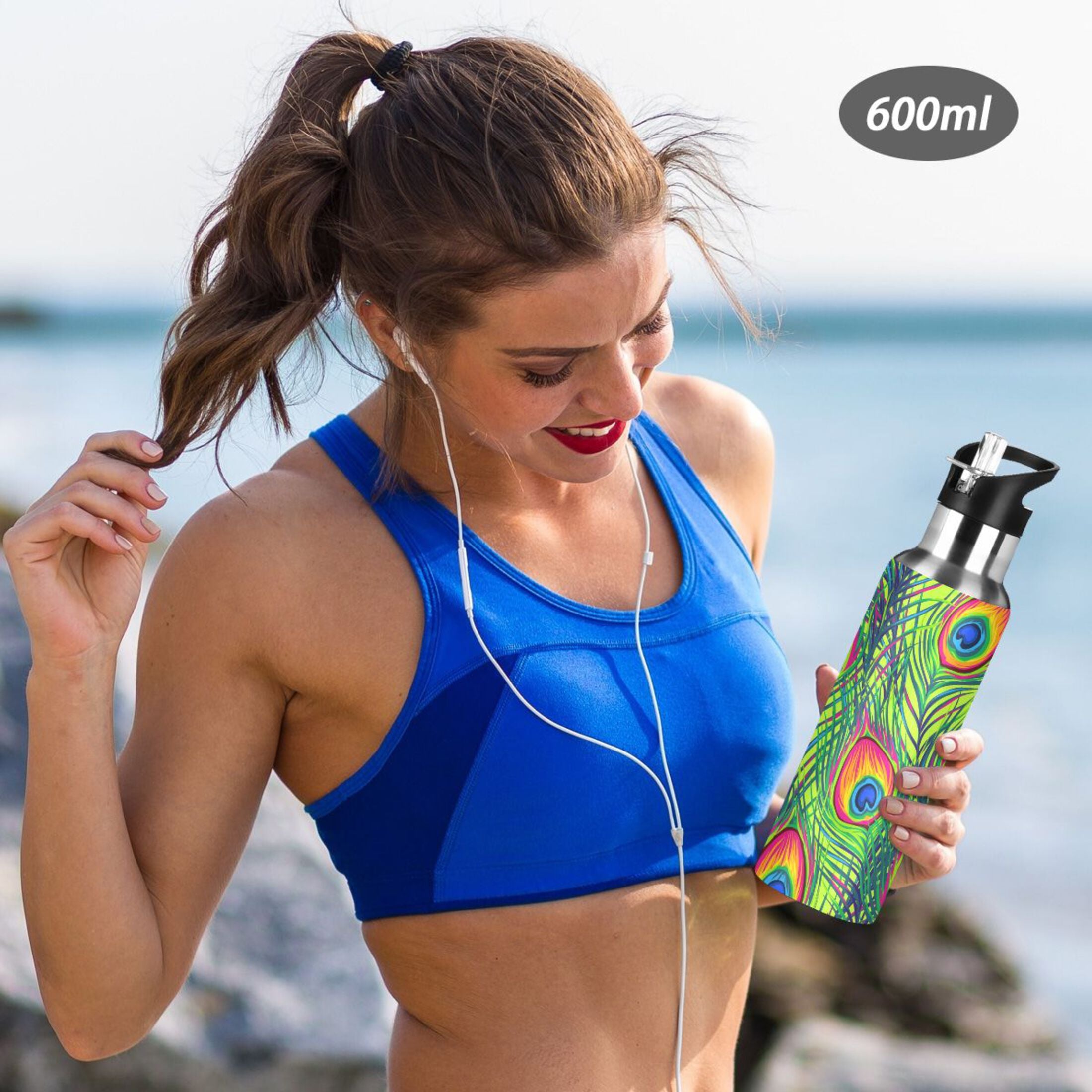 Green Stainless Steel Insulated Water Bottle with Straw Lid K3165
