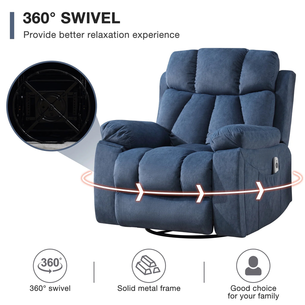 Blue Recliner Chair with Massage and Heat W22565