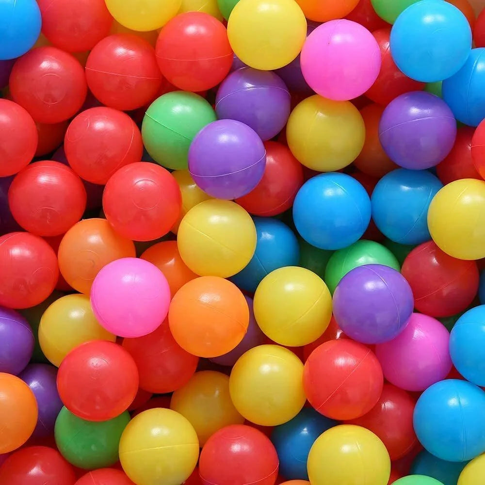 100 Pcs Plastic Ball Pit Balls with Storage Mesh Bag, Crush Proof Ocean Balls A288090