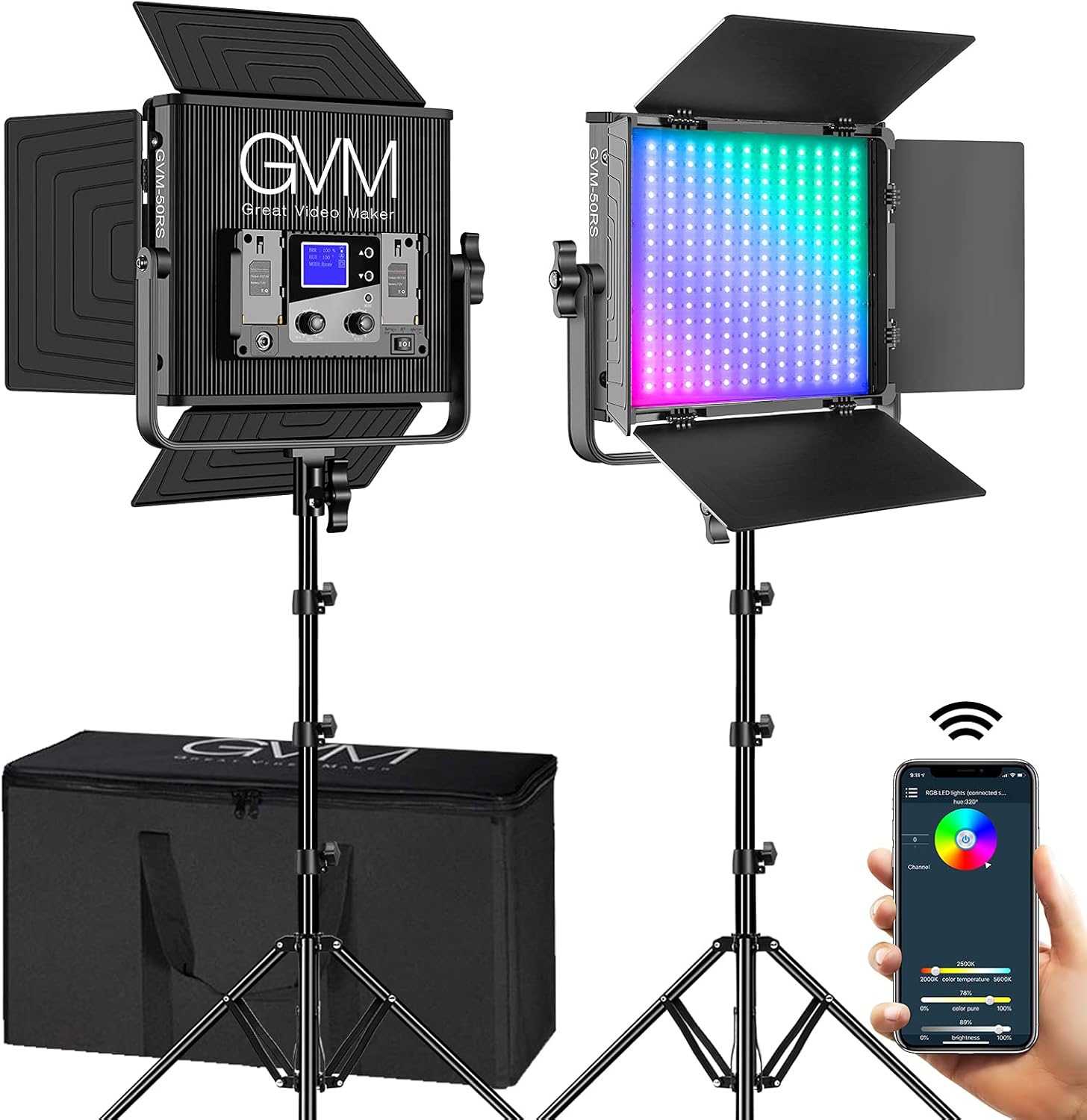 50W RGB LED Video Light with APP Control, Aluminum Alloy Shell, CRI 97 O773410