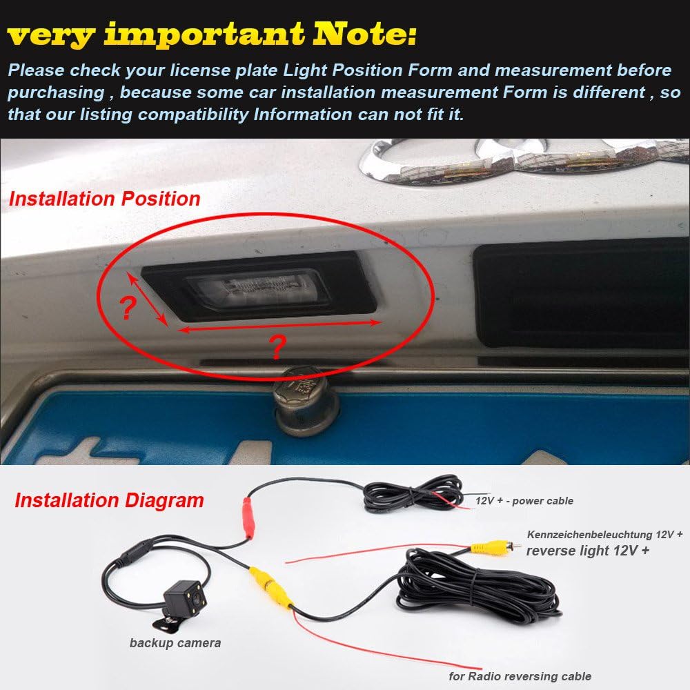 Waterproof Night Vision HD CCD License Plate Light Camera Rear View Backup Camera Pack of 2 K8426