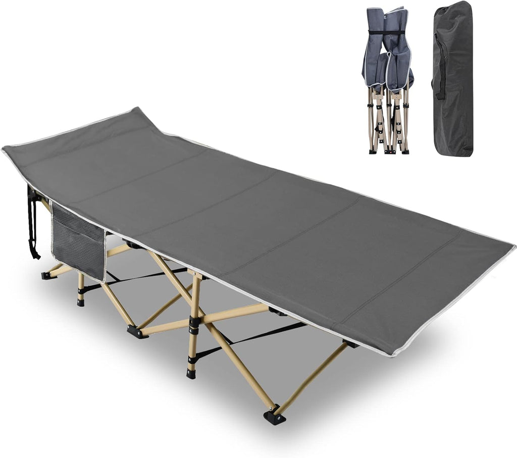 Portable Heavy Duty Outdoor Sleeping Cot with Carry Bag (Grey+ Pad) W258922