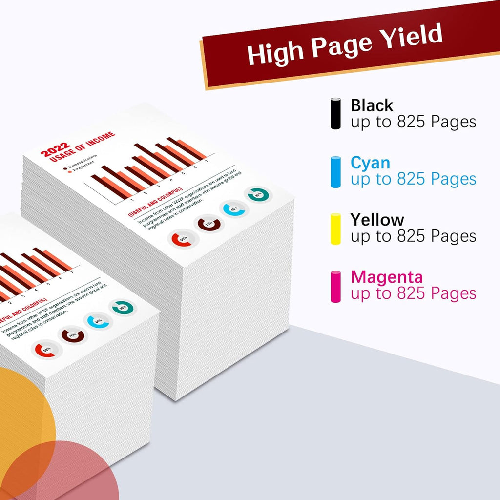 Compatible Ink Cartridges Combo Pack for HP OfficeJet Pro Printers (Black Cyan Magenta Yellow, 4 Pack) H43682