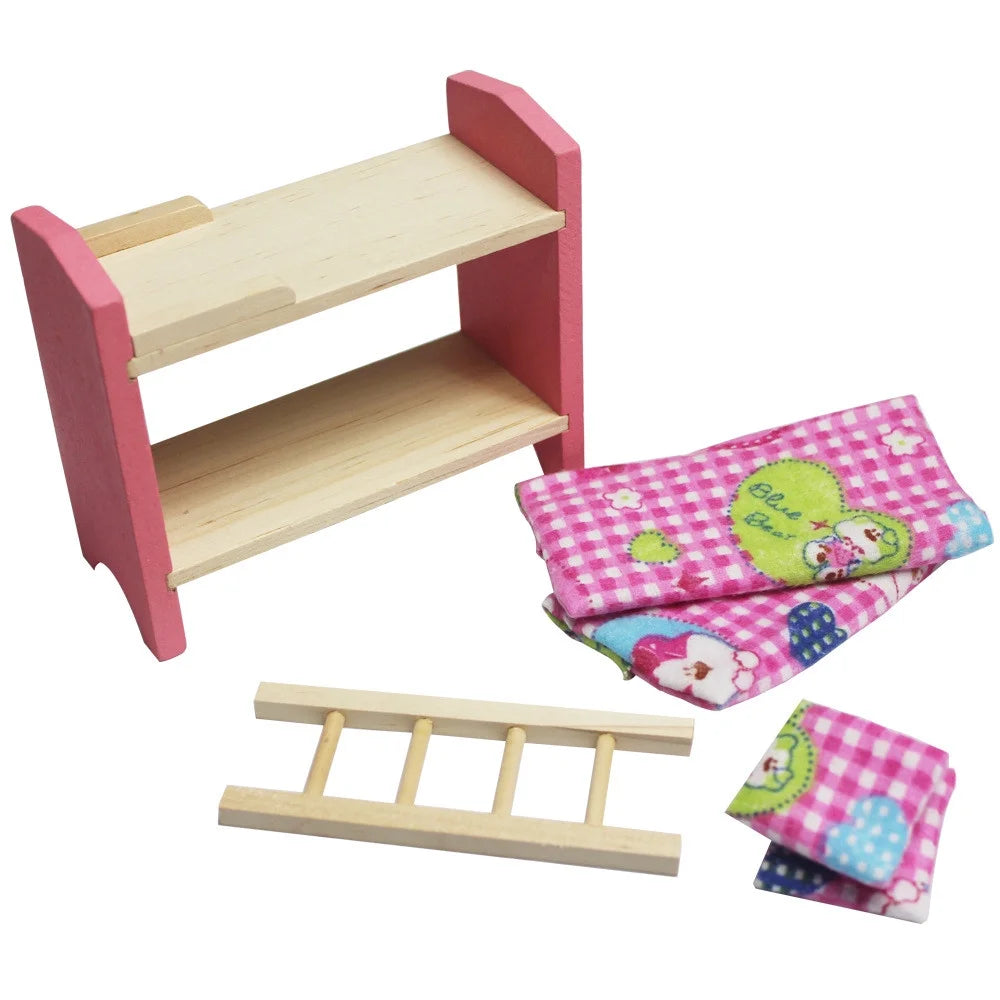 Wooden Doll House Furniture Set With Accessories H33986