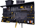 Black/Silver Metal Pegboard Wall Organization System N54188