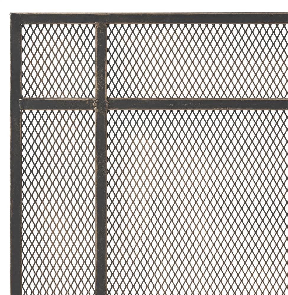Black Brushed Gold Single Panel Iron Fire Screen H159375