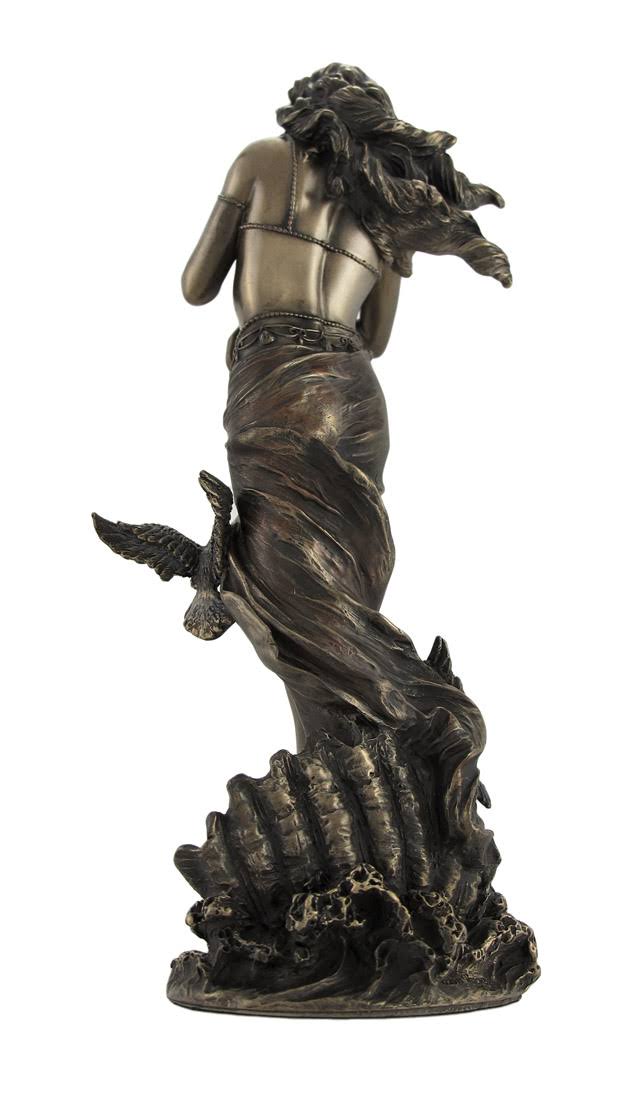 Bronzed Aphrodite with Doves on Scallop Shell Statue Q61412