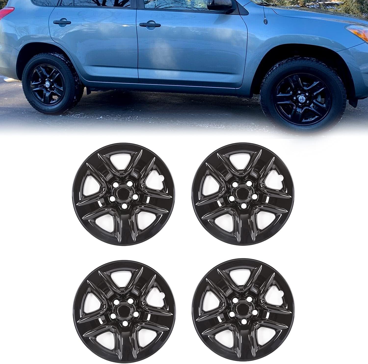 4PCS 17'' Wheel Skin Covers Hub Cap Full Rim Skin Black Pack of 2 P919