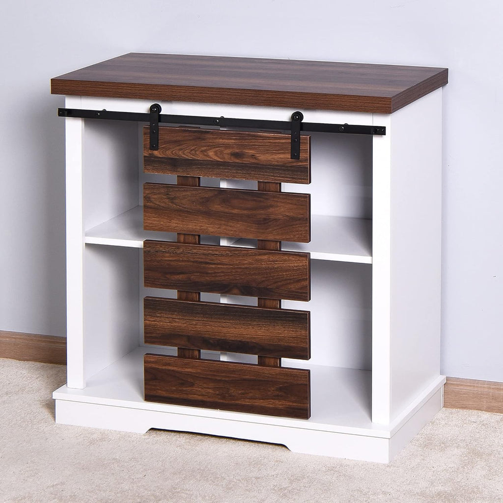 Wooden Storage Cabinet with Sliding Barn Door and Interior Shelves P4608