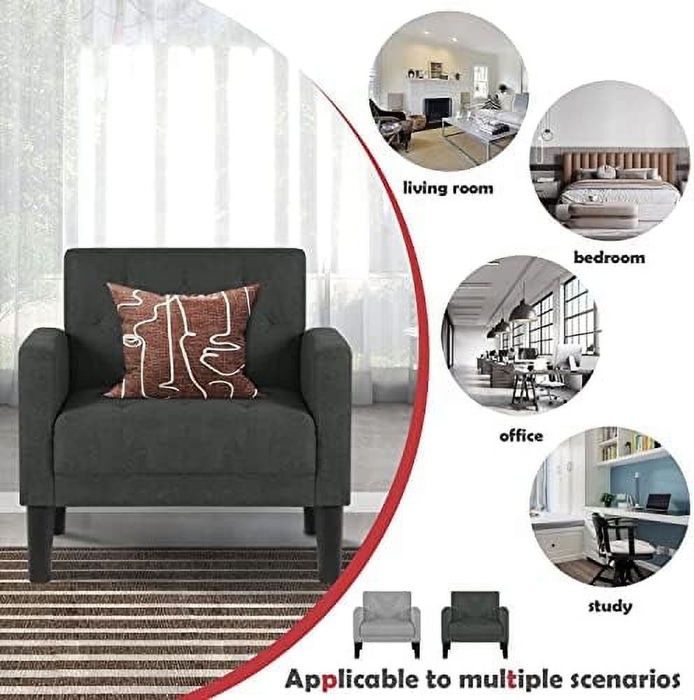 Light Grey Tufted Upholstered Accent Chair H679226