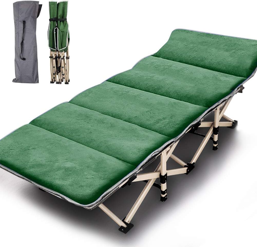 Portable Heavy Duty Outdoor Sleeping Cot with Carry Bag (Grey+ Pad) W258922