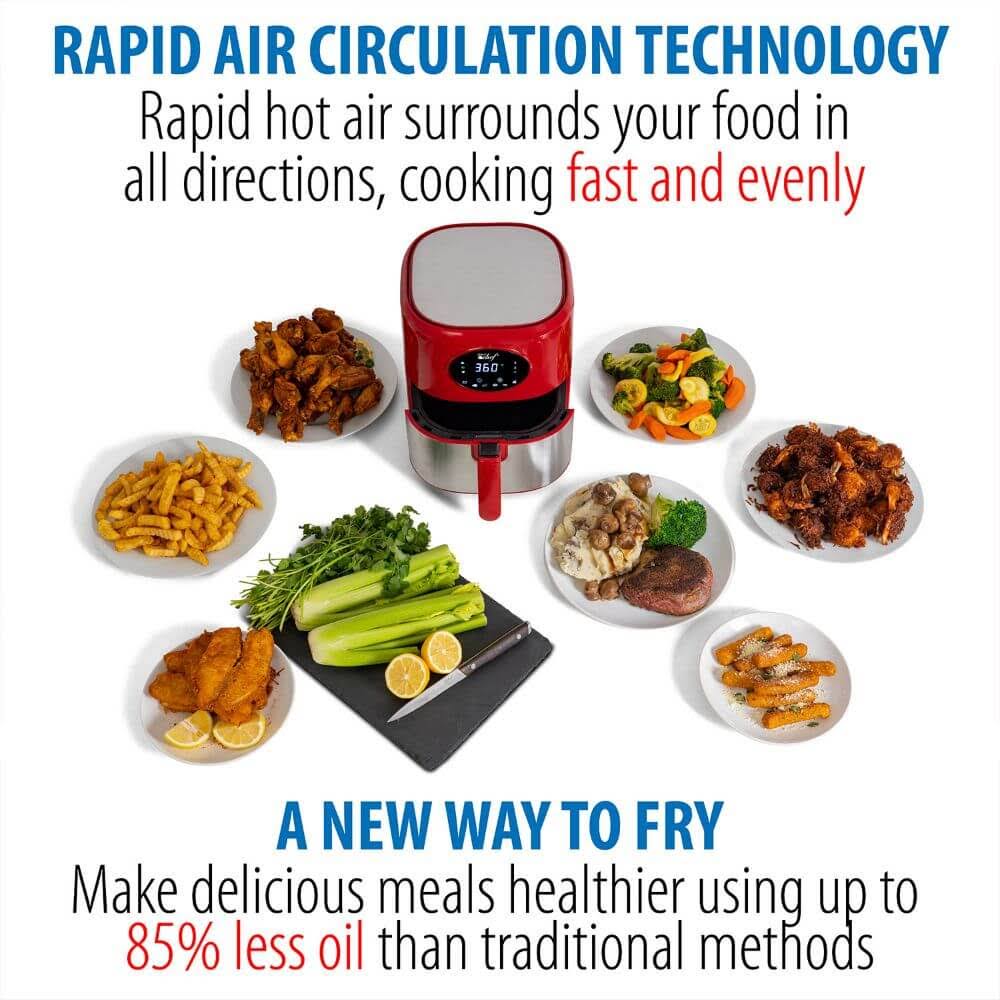 Red 3.7qt Digital Air Fryer with Dishwasher Safe Basket C69800