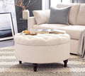 Upholstered Round Storage Ottoman Charcoal L40860