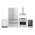 5 Piece Kitchen Appliance Package with Dual Fuel Range, Island Range Hood, Built-in Dishwasher, French Door Refrigerator & 48 Bottle Wine Refrigerator C3599