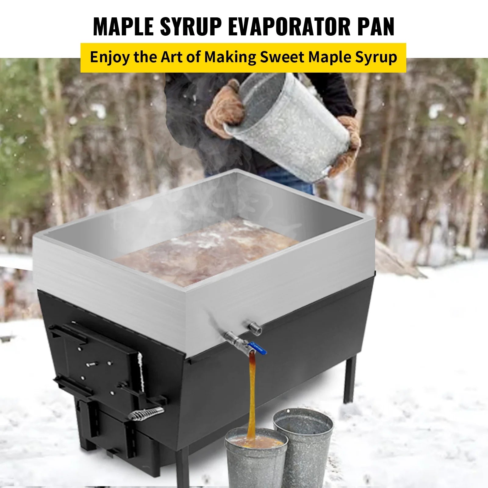 Maple Syrup Evaporator Pan 30x16x9.5 Inch Stainless Steel with Valve P5765