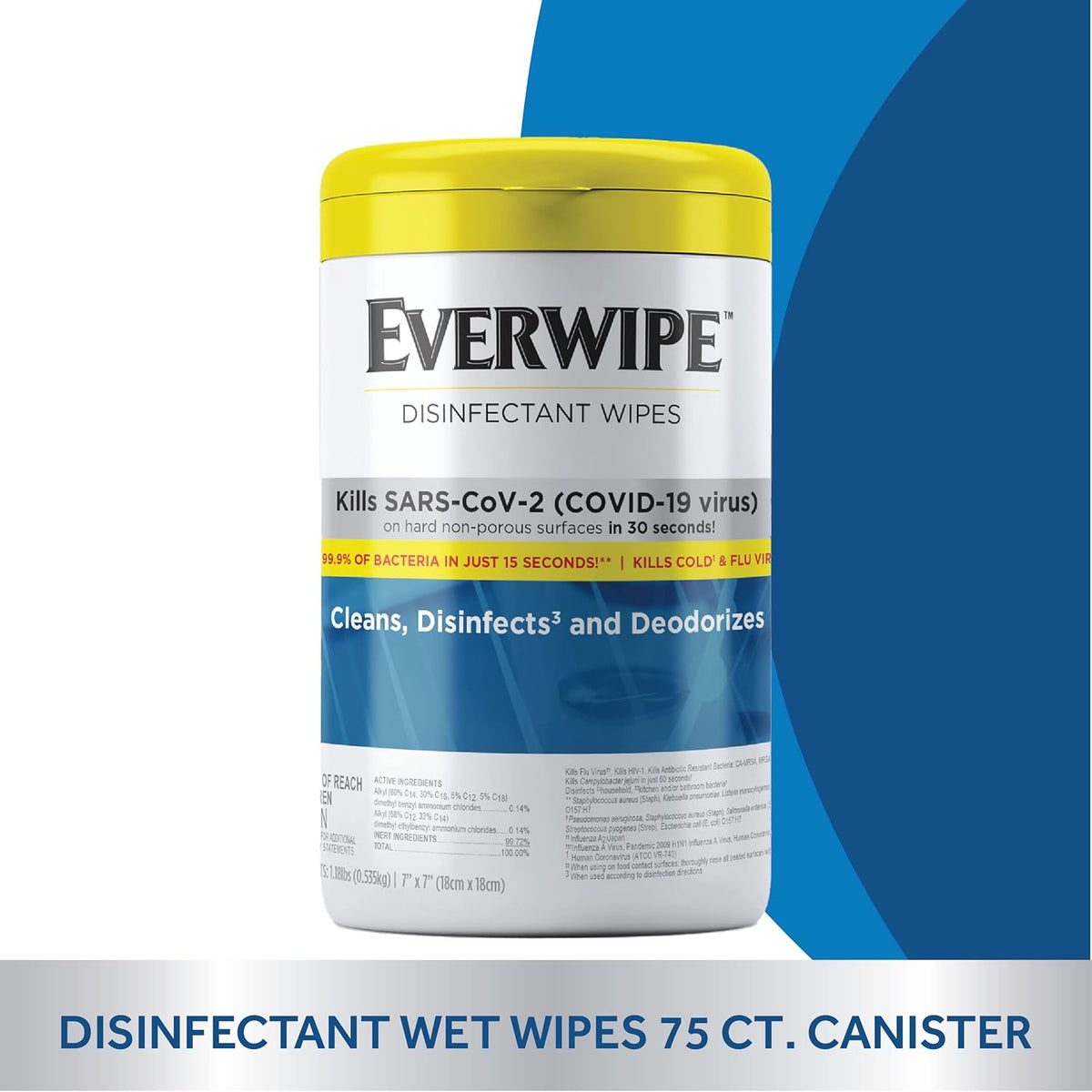 Fragrance-Free Disinfectant Wet Wipes, 75 Count Canister, 6-Pack Pack of 2 B30343