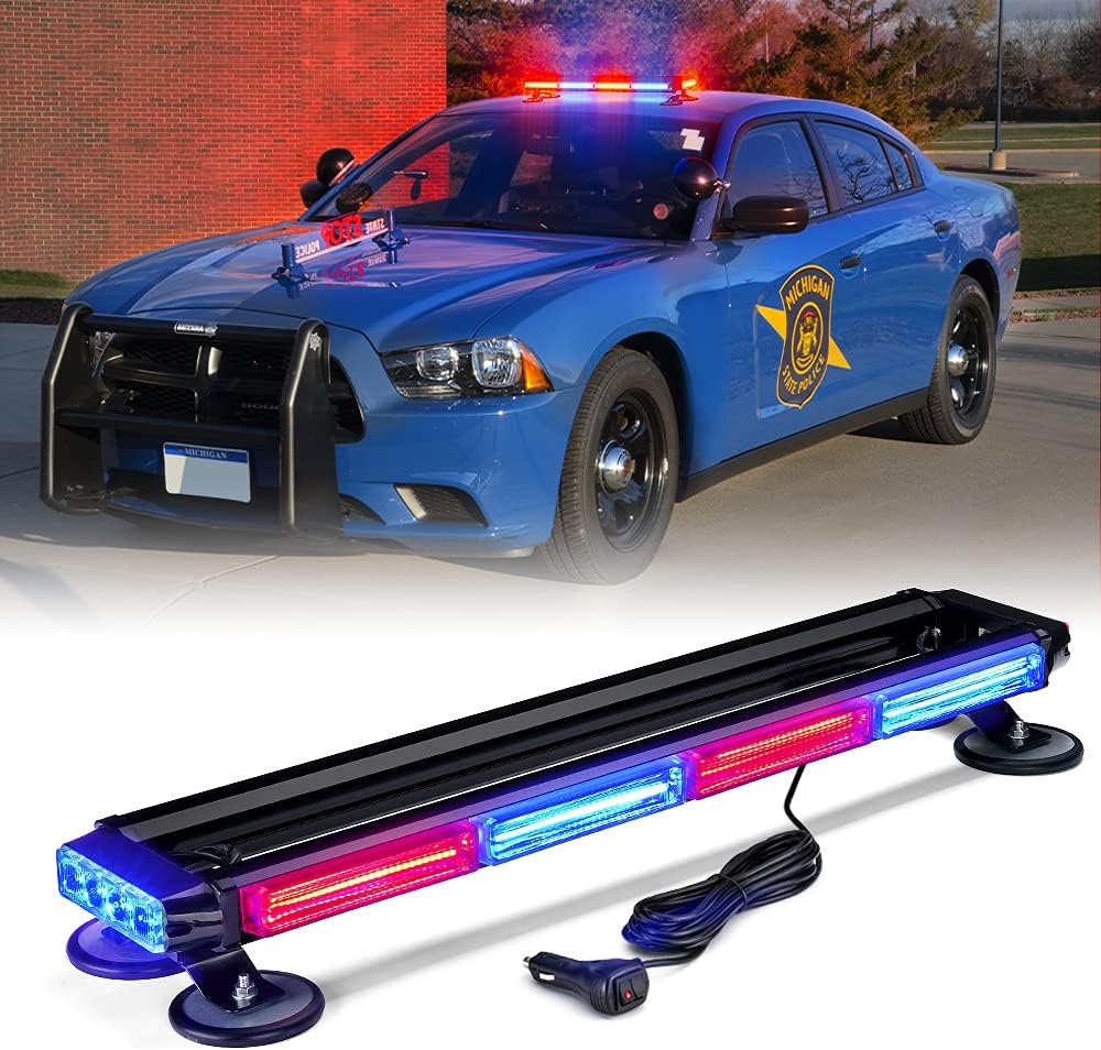 Amber COB LED Rooftop Strobe Light Bar Double Side 26 High Visibility Emergency Hazard Warning Beacon Lights w/Magnetic Base C976837