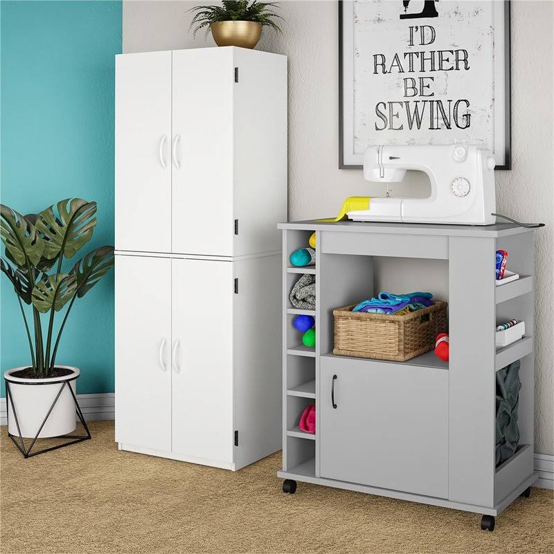 Wooden Kitchen Cart in Dove Gray N2479