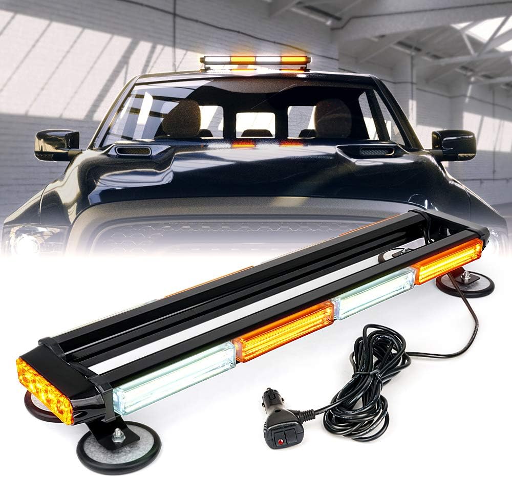 Amber COB LED Rooftop Strobe Light Bar Double Side 26 High Visibility Emergency Hazard Warning Beacon Lights w/Magnetic Base C976837