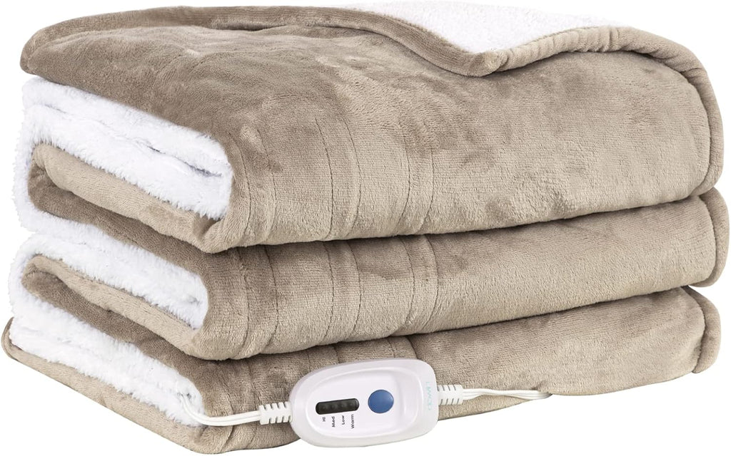 Blue 62 x 84 Electric Sherpa/Fleece Reversible Heating Blanket Throw Y2643