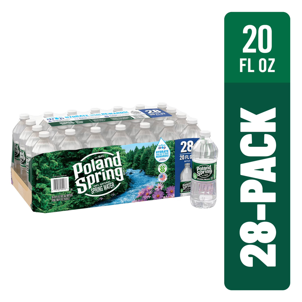 20 Ounce Natural Spring Water Plastic Bottles (Pack of 28) U491959