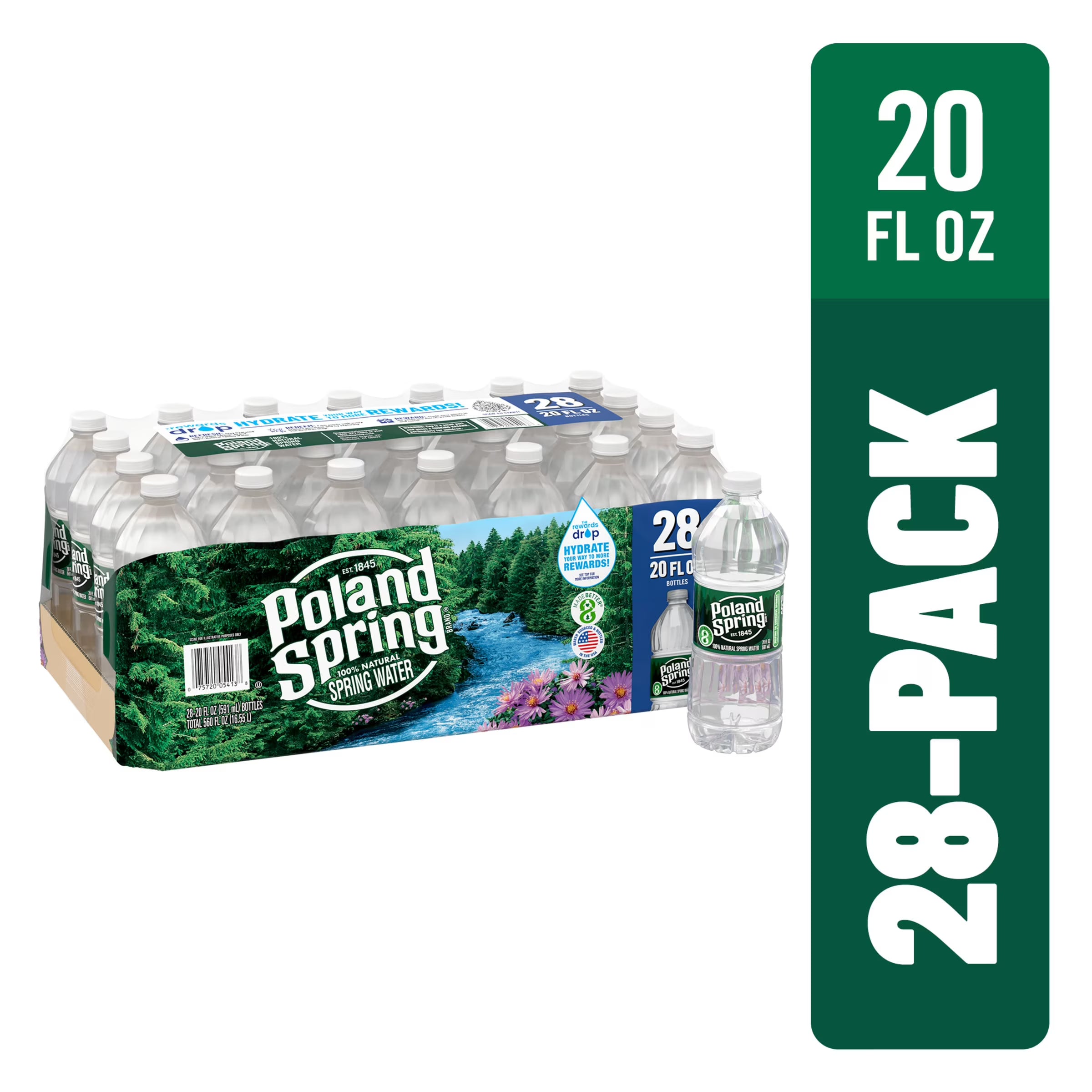 20 Ounce Natural Spring Water Plastic Bottles (Pack of 28) U491959