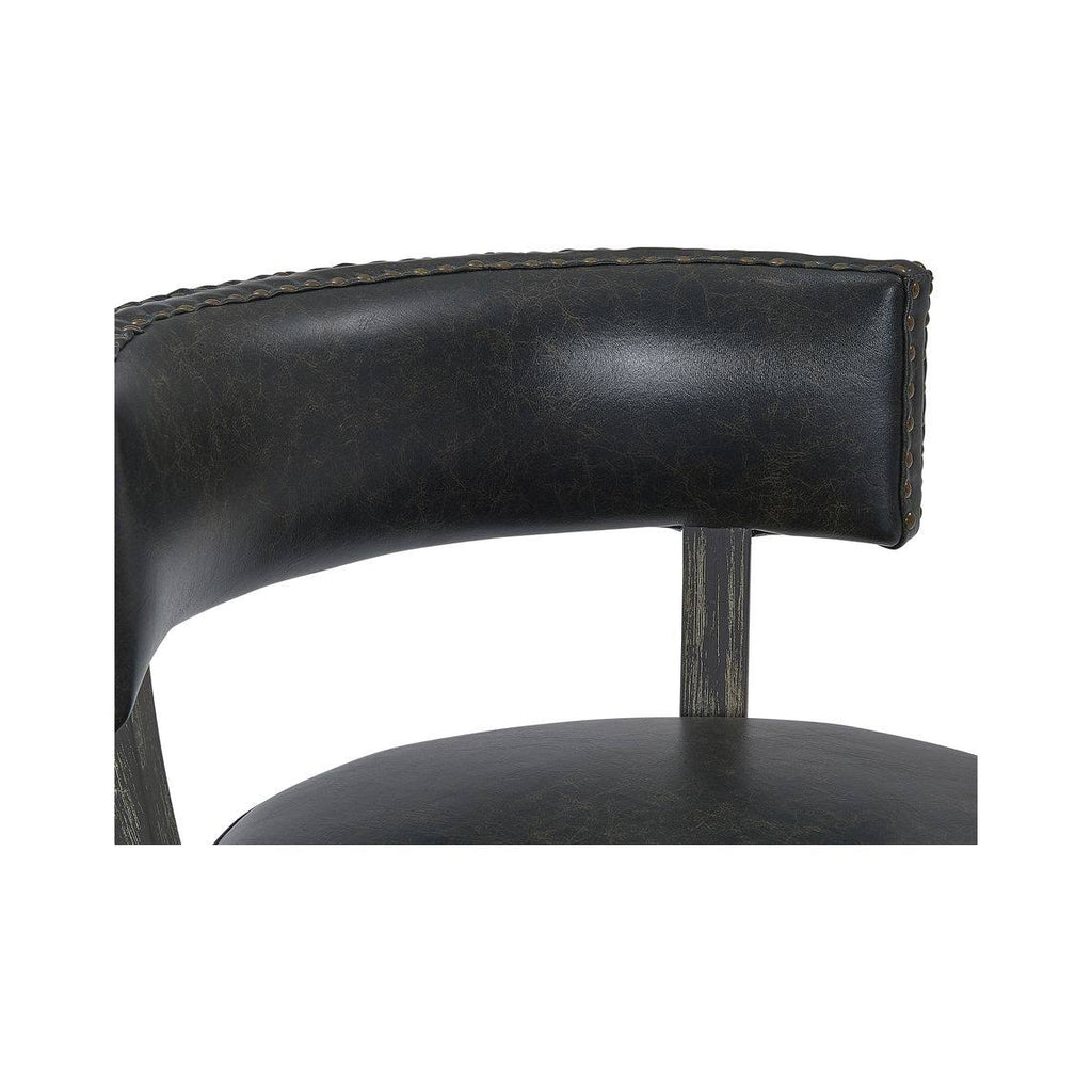 Onyx Faux Leather Wood Swivel Barstool Y54084