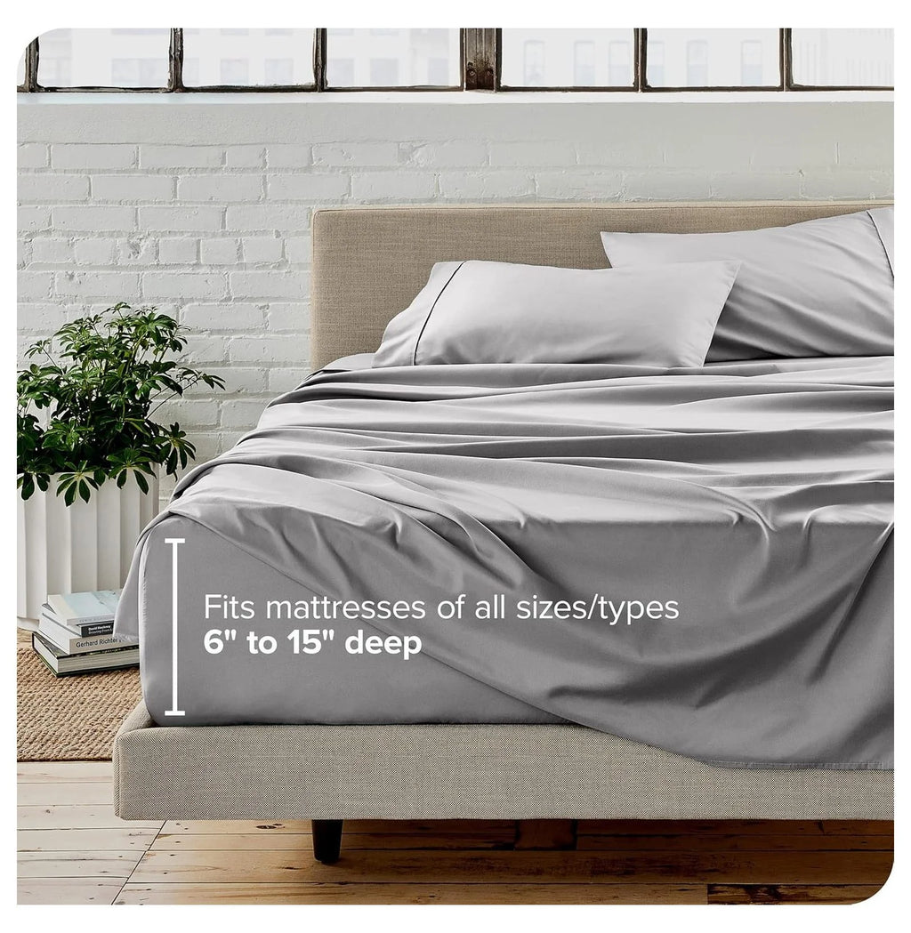 Light Grey 4 Piece Flex King Microfiber Bed Sheet Set T4682